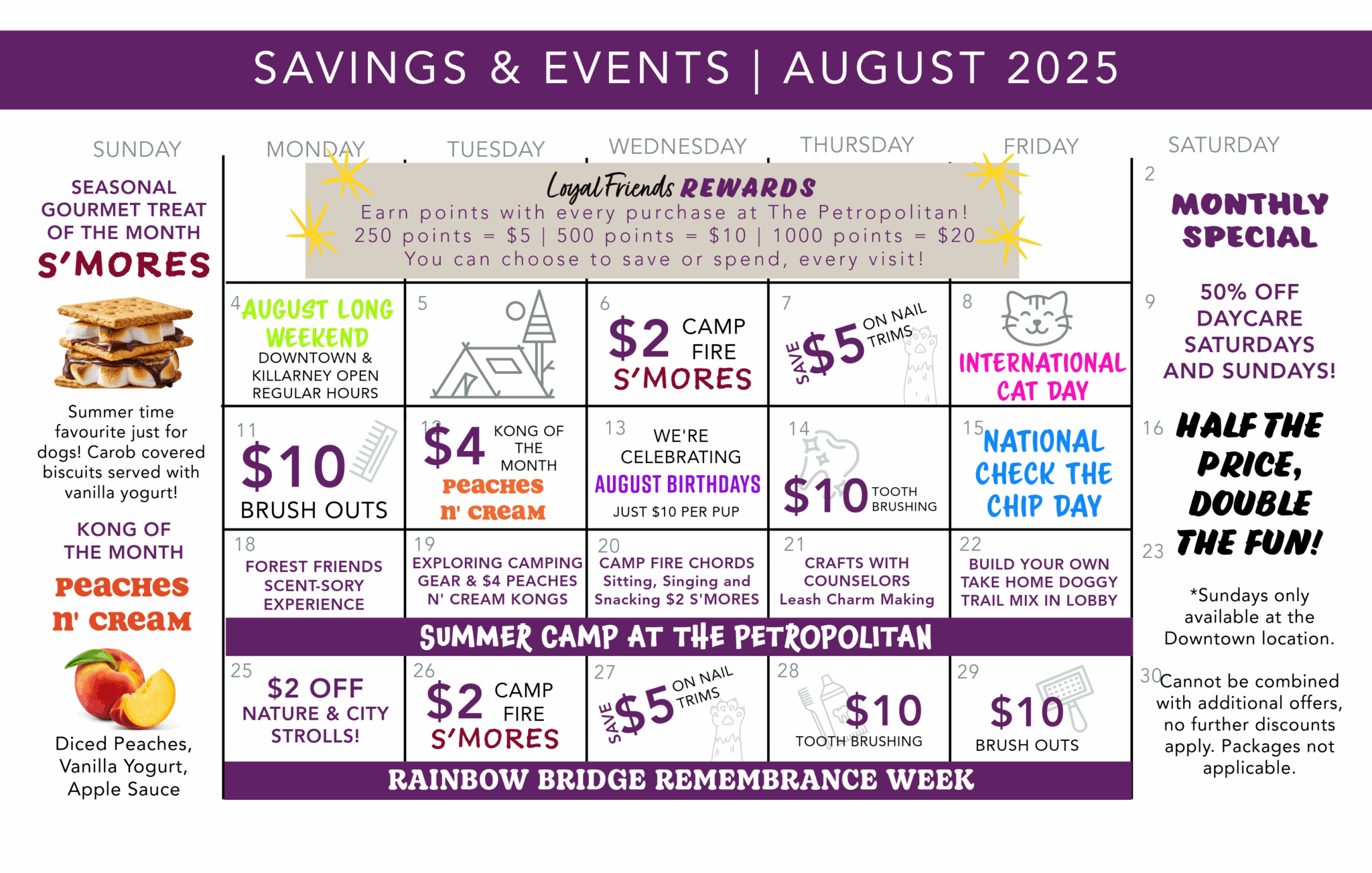 Event and Savings Calendar-18-August 2025